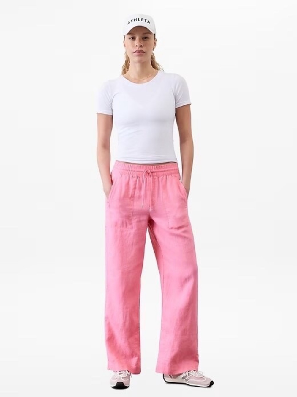 Athleta Retreat Linen High Rise Wide Leg Pant In Pink Size XS
In Excellent Condi